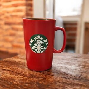 Starbucks & Nestles Red Mug with Green Inside 15 oz Mug 2024